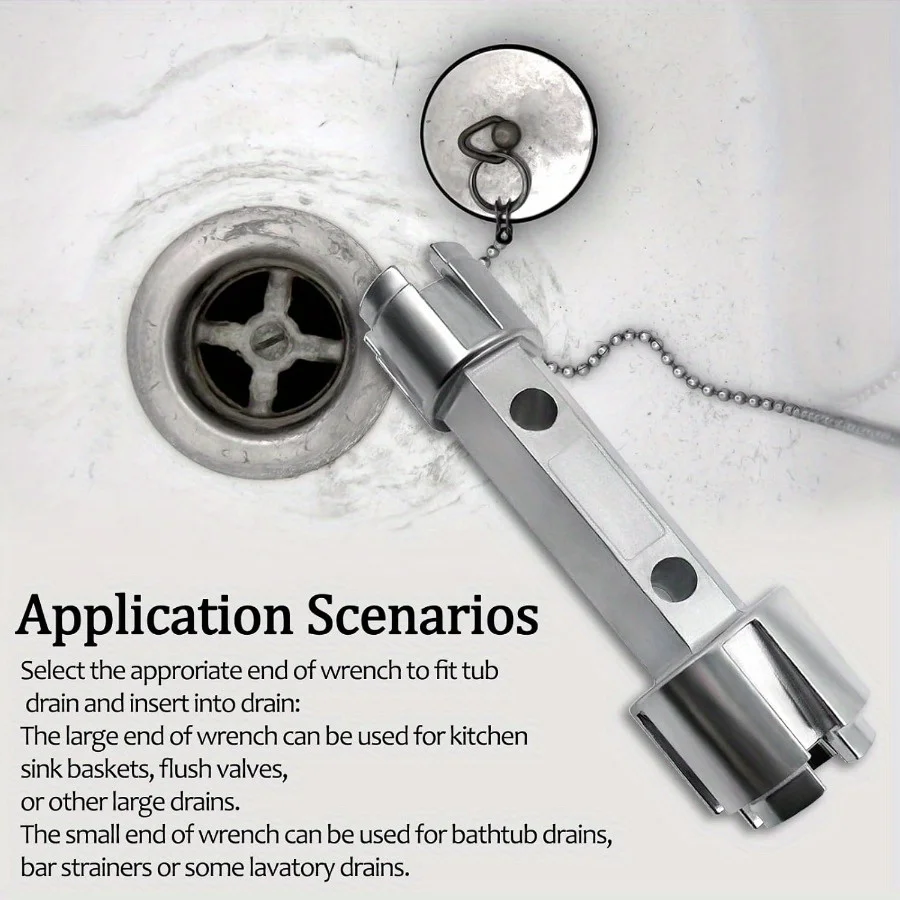 Tub Drain Remover Dual-Ended Wrench Aluminum Alloy Mechanical Operation Manual Plumbing Repair Tools For Bathroom Bathtub Drains
Tub Drain Remover Dual-Ended Wrench Aluminum Alloy Mechanical Operation Manual Plumbing Repair Tools For Bathroom Bathtub Drains