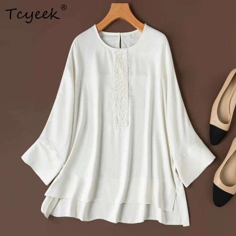 Tcyeek 100% Real Silk Women Shirts 2026 Spring Summer White Embroidered Patchwork Batwing Sleeve Top Woman Clothes Ropa De Mujer
Tcyeek 100% Real Silk Women Shirts 2026 Spring Summer White Embroidered Patchwork Batwing Sleeve Top Woman Clothes Ropa De Mujer