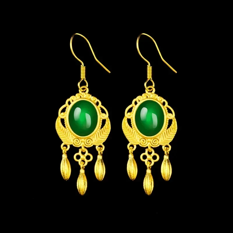 9999 Real Gold 24K Japanese and Korean Fashion Women's Chalcedony Earrings, Women's Ancient Dream Catcher Jewel Earrings, Women
9999 Real Gold 24K Japanese and Korean Fashion Women's Chalcedony Earrings, Women's Ancient Dream Catcher Jewel Earrings, Women
