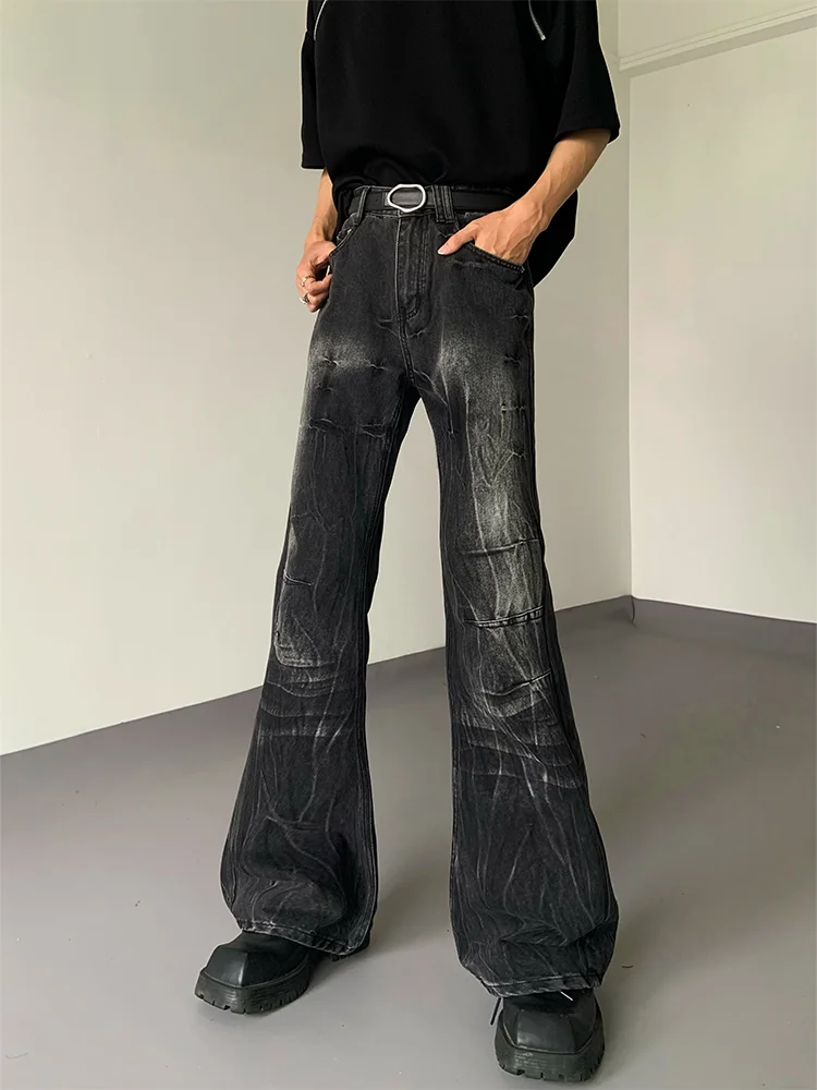 Мужские винтажные джинсы-клеш с молниевидным узором, свободного кроя, в стиле ретро, с эффектом потертости, повседневные, длинные брюки
Мужские винтажные джинсы-клеш с молниевидным узором, свободного кроя, в стиле ретро, с эффектом потертости, повседневные, длинные брюки