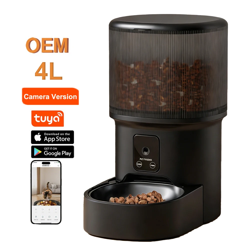 Whosale 4L Automatic Cat Feeder with Camera Pet Food Dispenser Smart Voice Recorder APP Control with Stainless Steel Bowl
Whosale 4L Automatic Cat Feeder with Camera Pet Food Dispenser Smart Voice Recorder APP Control with Stainless Steel Bowl