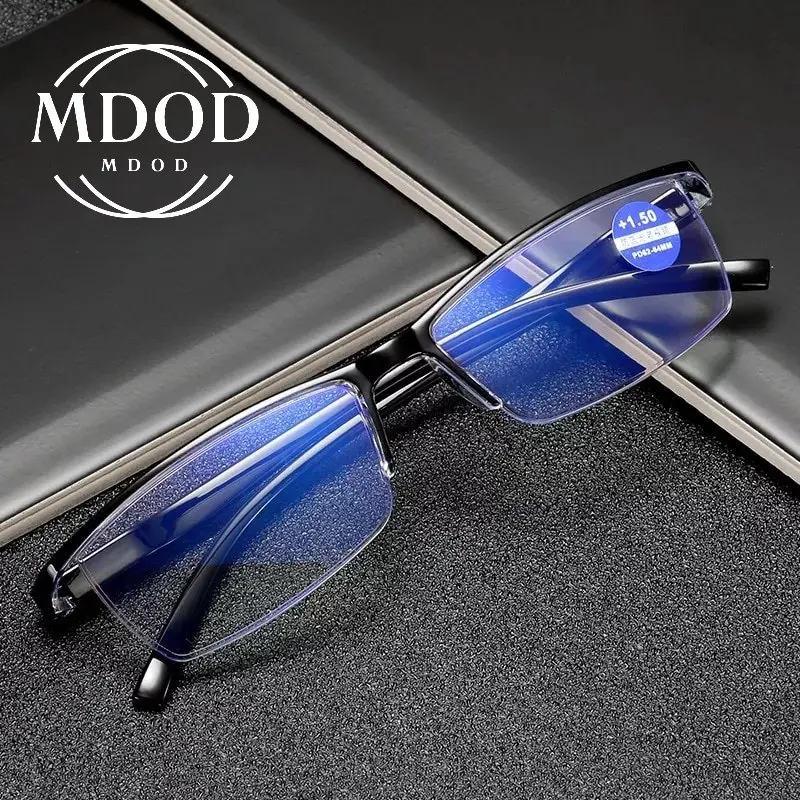 Men's Reading Glasses Spring Leg Presbyopia Glasses Half Frame Anti Blue Light Glasses 0 To +4.0 Retro Glasses for Men
Men's Reading Glasses Spring Leg Presbyopia Glasses Half Frame Anti Blue Light Glasses 0 To +4.0 Retro Glasses for Men