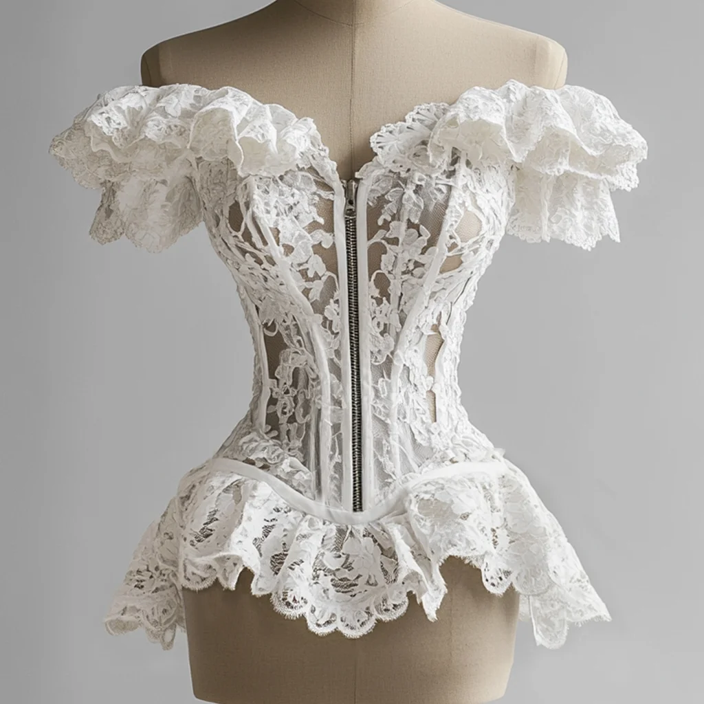 Summer Elegant Sweet White Lace Ruffle Off Shoulder Zip Up Blouse Fashion Solid Ruffles Sleeve Shirts for Women Vacation 2025
Summer Elegant Sweet White Lace Ruffle Off Shoulder Zip Up Blouse Fashion Solid Ruffles Sleeve Shirts for Women Vacation 2025
