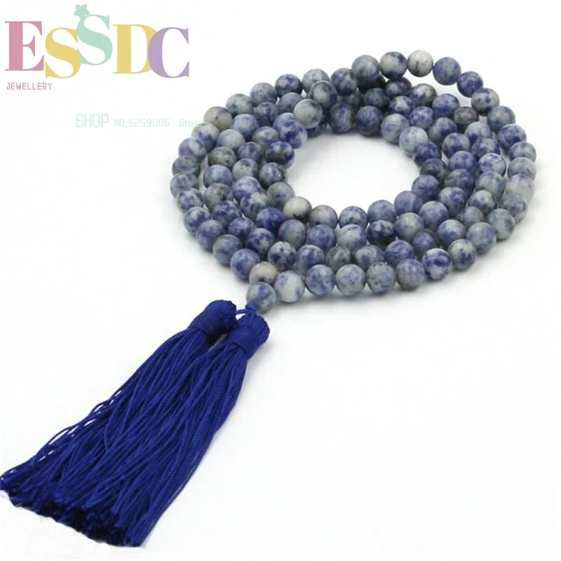 Natural Blue Spot Stone Buddhist 108 Prayer Mala Beaded Bracelet or Necklace Double Tassel Female or Male Healing Jewelry
Natural Blue Spot Stone Buddhist 108 Prayer Mala Beaded Bracelet or Necklace Double Tassel Female or Male Healing Jewelry