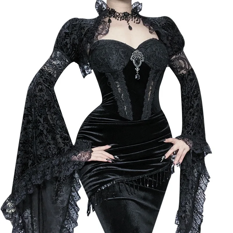 Halloween Cosplay Costume Dark Slimming Trumpet Sleeve Long Dress Gothic Theme Party Role Playing Outfits for Adult Women
Halloween Cosplay Costume Dark Slimming Trumpet Sleeve Long Dress Gothic Theme Party Role Playing Outfits for Adult Women