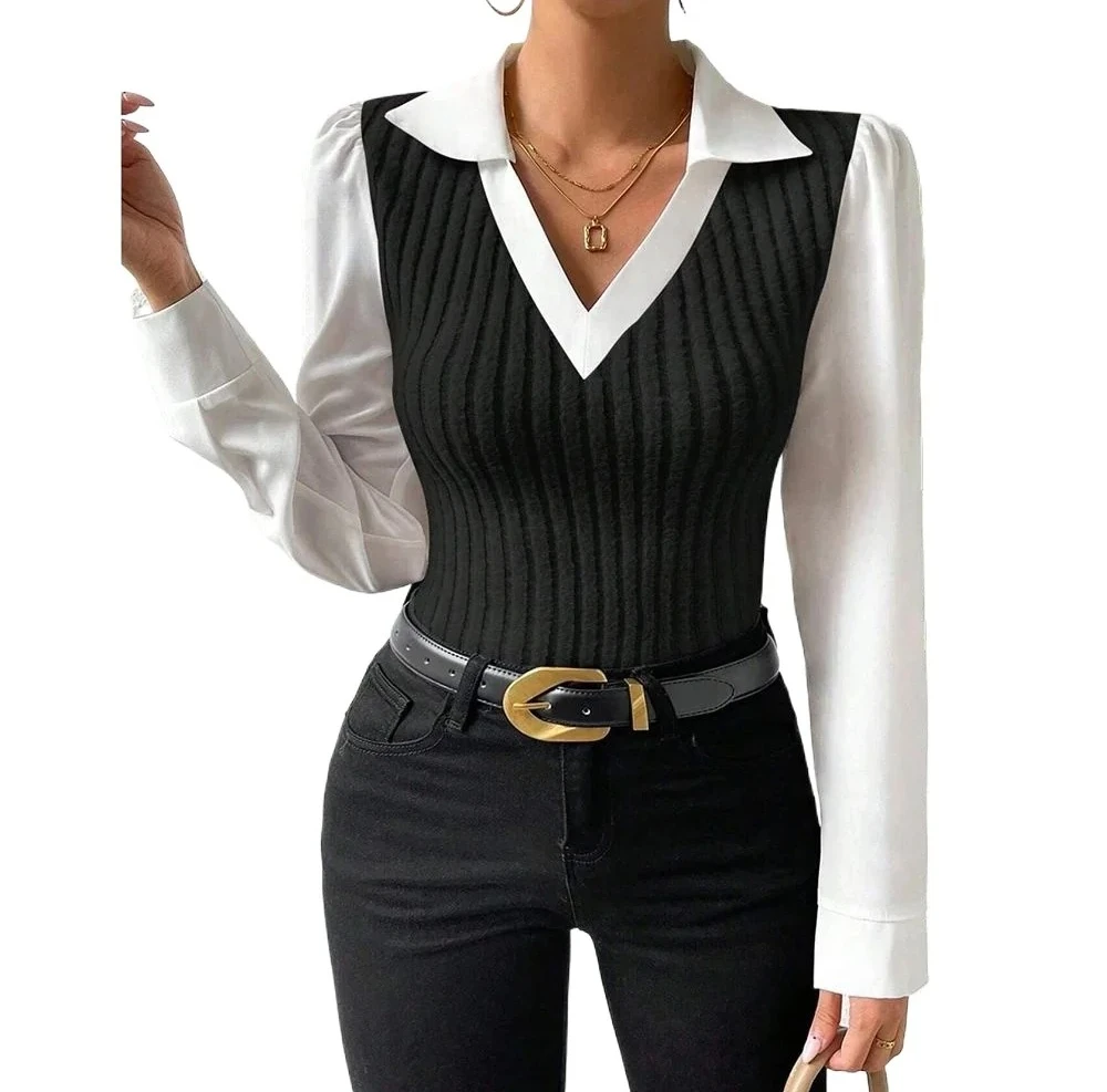 Autumn Winter Women's Shirt Simple Decent Long Sleeve V Neck Shirt Collar Slim Fit Office Lady Blouses
Autumn Winter Women's Shirt Simple Decent Long Sleeve V Neck Shirt Collar Slim Fit Office Lady Blouses