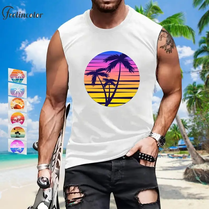 Coconut Palm Graphic Tank Tops for Men Sunset Beach Sleeveless T-Shirts Summer White O-Neck Vest Holiday Male Streetwear
Coconut Palm Graphic Tank Tops for Men Sunset Beach Sleeveless T-Shirts Summer White O-Neck Vest Holiday Male Streetwear