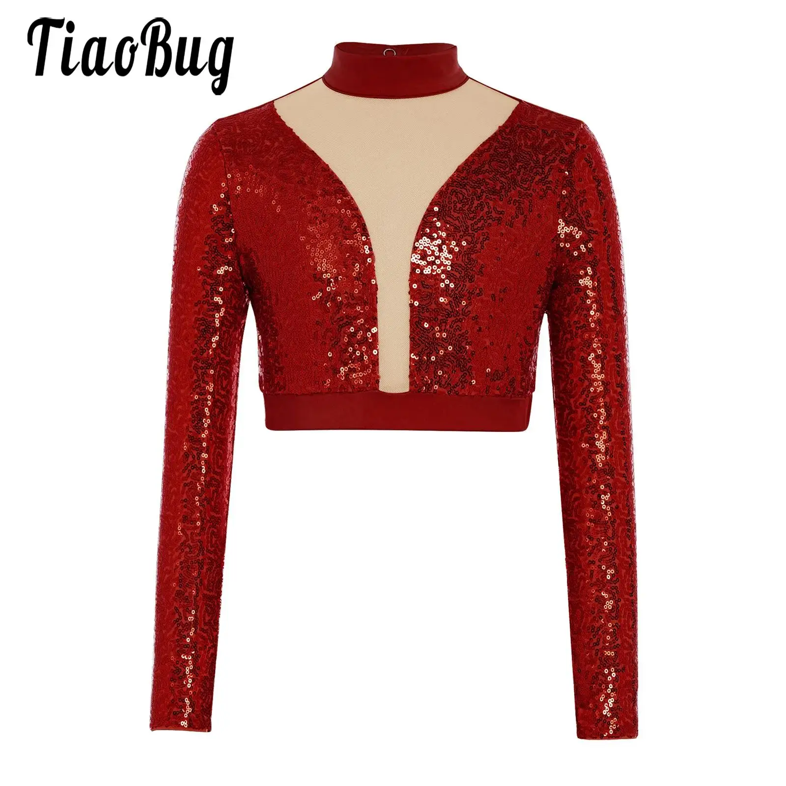Kids Girls Shiny Jazz Modern Lyrical Tango Dance Costume Long Sleeve Mesh Patchwork Sequins Crop Top for Performance Competition
Kids Girls Shiny Jazz Modern Lyrical Tango Dance Costume Long Sleeve Mesh Patchwork Sequins Crop Top for Performance Competition