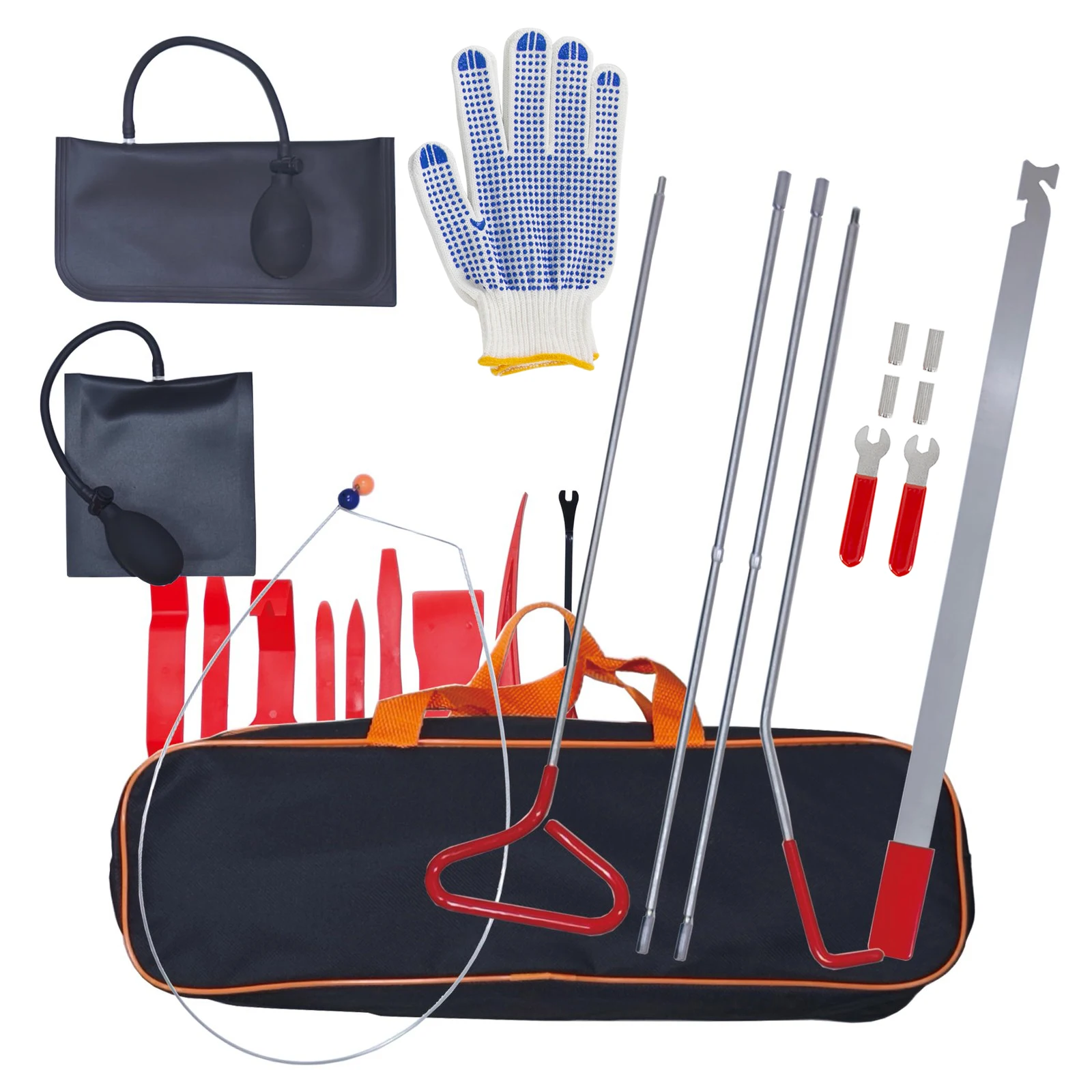18Pcs Car Door Opening Tool Kit Professional Automotive Lock Out Emergency Unlock Tools Long Reach J-Hook Rods Air Wedge Pump Bag Plastic Trim Pry Tools with Storage Bag & Protective Gloves for Vehicle Door Window Repair
18Pcs Car Door Opening Tool Kit Professional Automotive Lock Out Emergency Unlock Tools Long Reach J-Hook Rods Air Wedge Pump Bag Plastic Trim Pry Tools with Storage Bag & Protective Gloves for Vehicle Door Window Repair