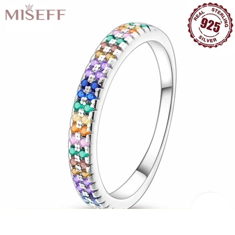 MISEFF Original 925 Sterling Silver Shiny double ring colored Rings For Wedding Engagement Birthday Silver Jewelry Gifts
MISEFF Original 925 Sterling Silver Shiny double ring colored Rings For Wedding Engagement Birthday Silver Jewelry Gifts