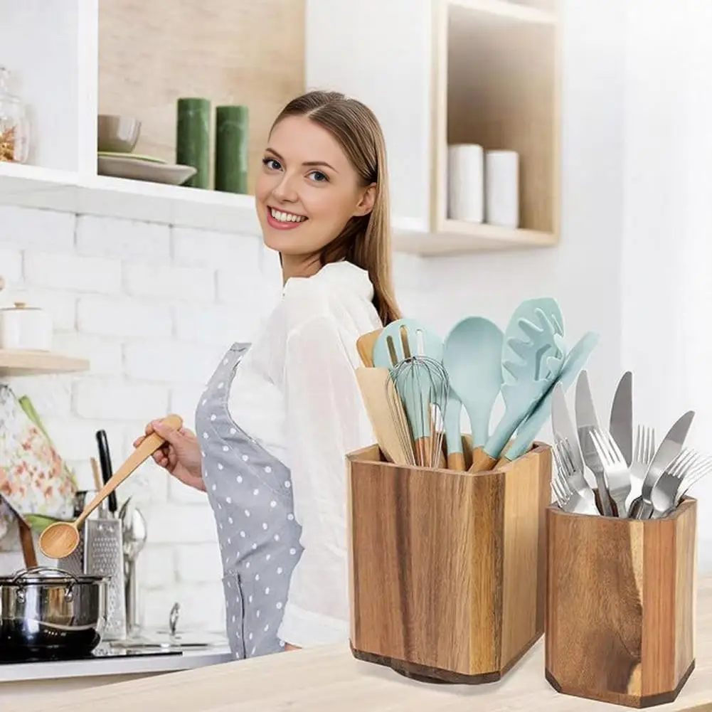 Wooden Utensil Holder Rotating Utensil Caddy Wood Utensil Holder Rotating Countertop Organizer with Non-slip Base for Spatulas
Wooden Utensil Holder Rotating Utensil Caddy Wood Utensil Holder Rotating Countertop Organizer with Non-slip Base for Spatulas