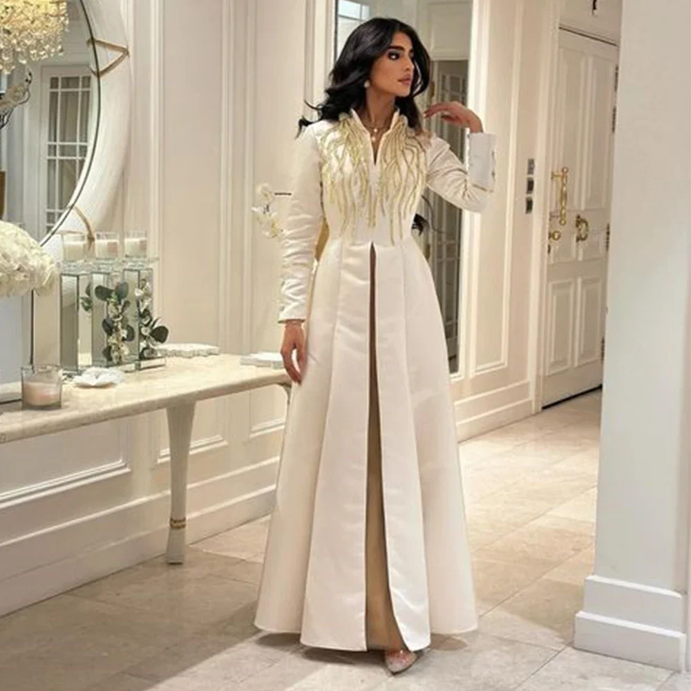 Очаровательное вечернее платье из атласа и тюля, А-силуэт, с длинными рукавами, расшитое бисером, на заказ, для женщин, для вечеринок, Саудовская Аравия.
Очаровательное вечернее платье из атласа и тюля, А-силуэт, с длинными рукавами, расшитое бисером, на заказ, для женщин, для вечеринок, Саудовская Аравия.