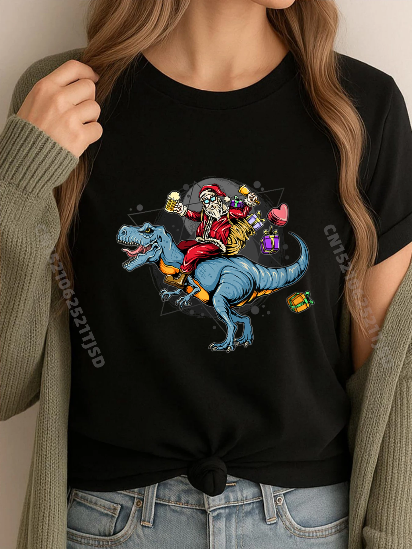 Женские рождественские черные футболки с рисунком Санта-Клауса и Тираннозавра Рекса, удобная хлопковая футболка для женщин
Женские рождественские черные футболки с рисунком Санта-Клауса и Тираннозавра Рекса, удобная хлопковая футболка для женщин