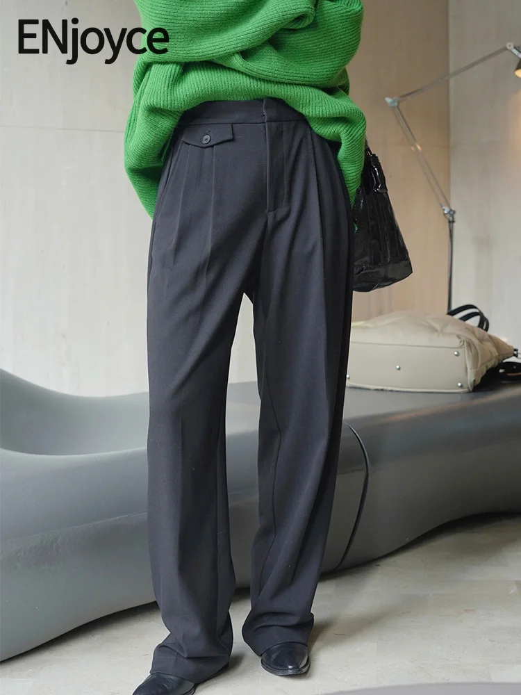 ENjoyce 2023 Winter Korean Fashion Straight Suit Pants for Women Office Lady High Waist Workwear Black Trousers Free Shipping
ENjoyce 2023 Winter Korean Fashion Straight Suit Pants for Women Office Lady High Waist Workwear Black Trousers Free Shipping