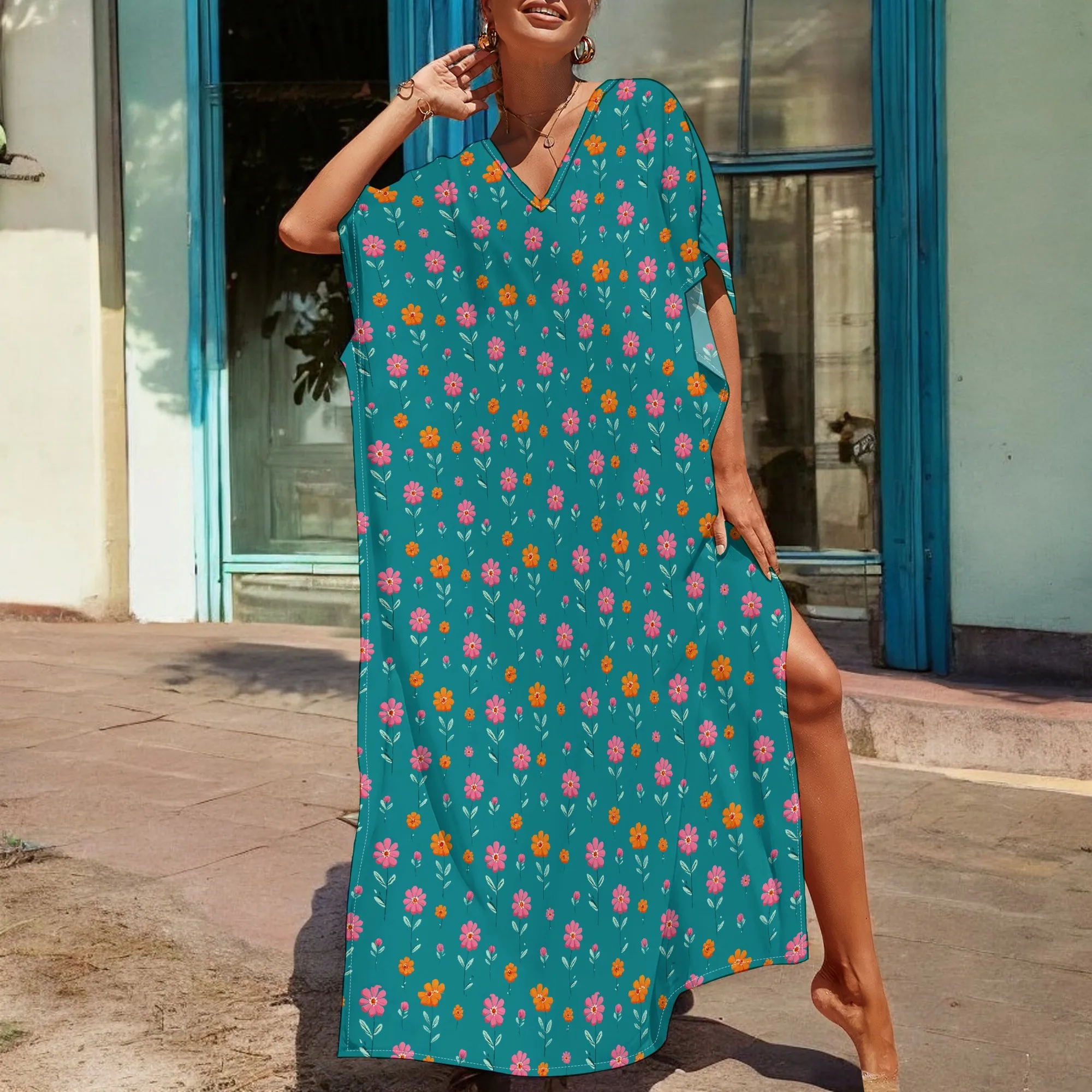 Boho Floral Kaftan Dress Small Ditsy Print Loose Fit Maxi Robe for Women S-3XL Spring Summer Casual or Resort Wear
Boho Floral Kaftan Dress Small Ditsy Print Loose Fit Maxi Robe for Women S-3XL Spring Summer Casual or Resort Wear