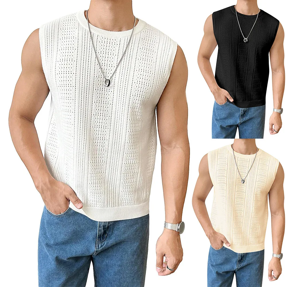 Men Tank Tops Sleeveless Pullover Tops Solid Tees O Neck Loose Fit Casual Summer Slight Strech 2025 Knitted Hollow Out Vest
Men Tank Tops Sleeveless Pullover Tops Solid Tees O Neck Loose Fit Casual Summer Slight Strech 2025 Knitted Hollow Out Vest
