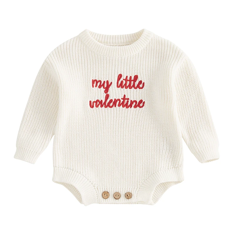 Baby Valentine s Day Sweater Romper Letter Embroidery Round Neck Long Sleeve Knit Bubble Jumpsuit
Baby Valentine s Day Sweater Romper Letter Embroidery Round Neck Long Sleeve Knit Bubble Jumpsuit