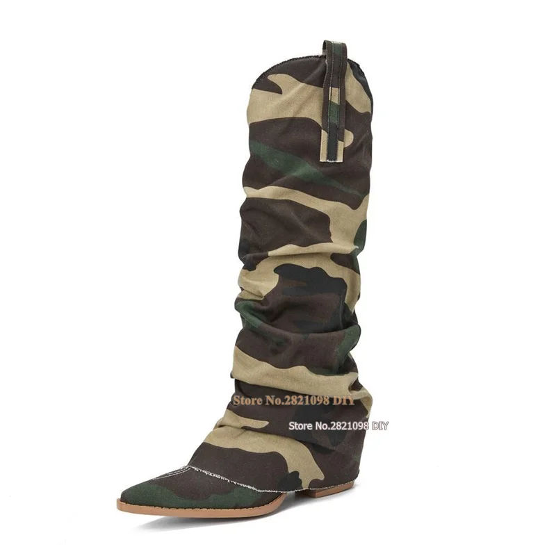 Women's Camo Pattern Casual Slip On Chunky Heel Fold Over Canvas Boots Point Toe Western Cowboy Stacked Long Boots
Women's Camo Pattern Casual Slip On Chunky Heel Fold Over Canvas Boots Point Toe Western Cowboy Stacked Long Boots