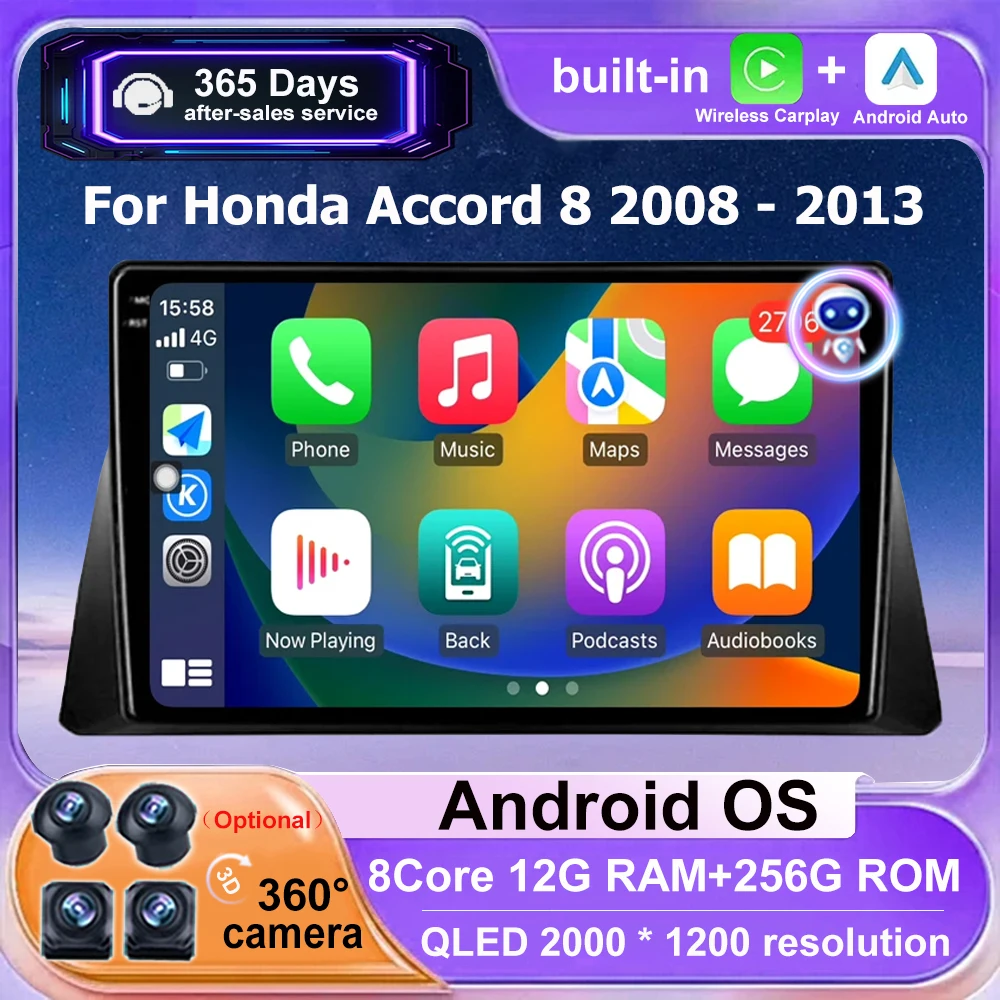 Carplay Android Auto For Honda Accord 8 2008 - 2013 Car Radio Multimedia Video Player GPS Navigation QLED Screen Head Unit 10''
Carplay Android Auto For Honda Accord 8 2008 - 2013 Car Radio Multimedia Video Player GPS Navigation QLED Screen Head Unit 10''