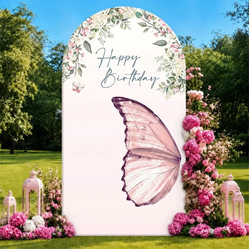 Single Side Arch Backdrop Cover Elegant Butterfly Theme Birthday Background for Party Decorations with Floral Arch and Pink
Single Side Arch Backdrop Cover Elegant Butterfly Theme Birthday Background for Party Decorations with Floral Arch and Pink