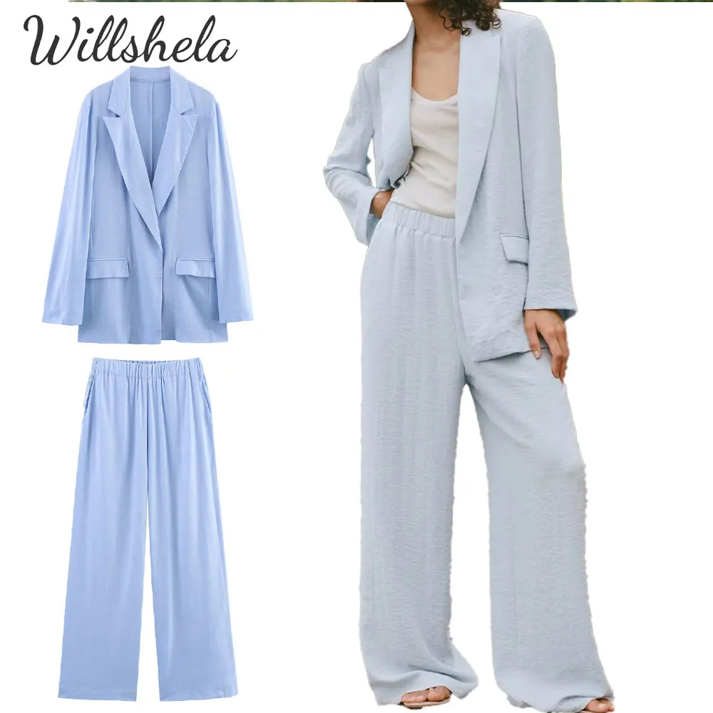 Willshela женский модный комплект из 2 предметов, однотонный хлопковый льняной пиджак и брюки с эластичной резинкой на талии, женские шикарные комплекты женских брюк
Willshela женский модный комплект из 2 предметов, однотонный хлопковый льняной пиджак и брюки с эластичной резинкой на талии, женские шикарные комплекты женских брюк