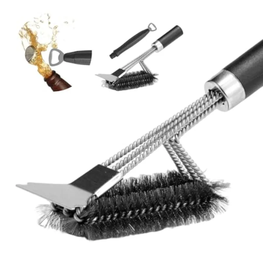Grill Brush and Scraper BBQ Brush for Grill, 18" Stainless Steel Woven Wire 3 in 1 Bristles Grill Cleaning Brush with Bottle Op
Grill Brush and Scraper BBQ Brush for Grill, 18" Stainless Steel Woven Wire 3 in 1 Bristles Grill Cleaning Brush with Bottle Op