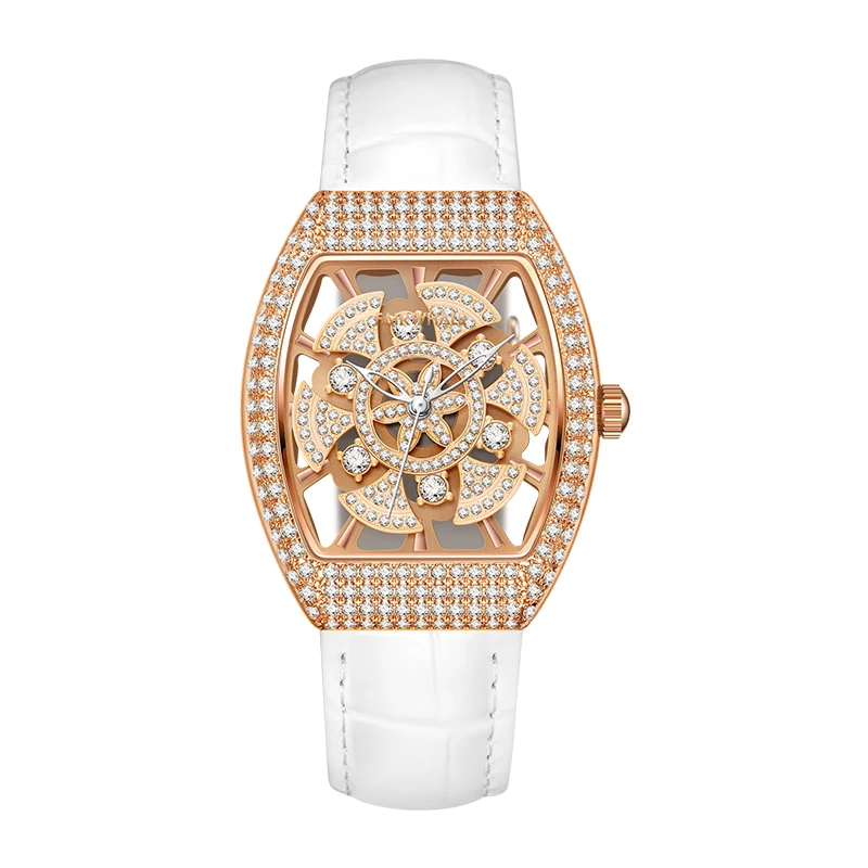 Mark Fairwhale Luxury Rotating flower dial Women's Watches Quartz Skeleton Tonneau Leather Diamond fully encrusted
Mark Fairwhale Luxury Rotating flower dial Women's Watches Quartz Skeleton Tonneau Leather Diamond fully encrusted