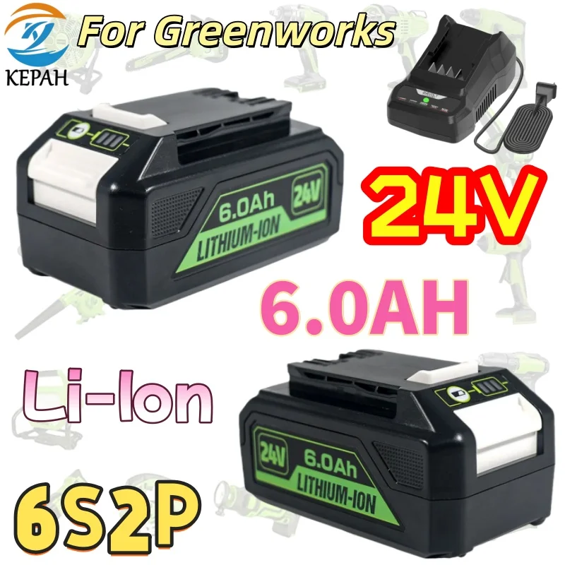 For Greenworks G24B2 24V Lithium Battery 5.0/6.0Ah Replacement for Tools Compatible with 29842 29852 BAG708 29322 21342 Models
For Greenworks G24B2 24V Lithium Battery 5.0/6.0Ah Replacement for Tools Compatible with 29842 29852 BAG708 29322 21342 Models