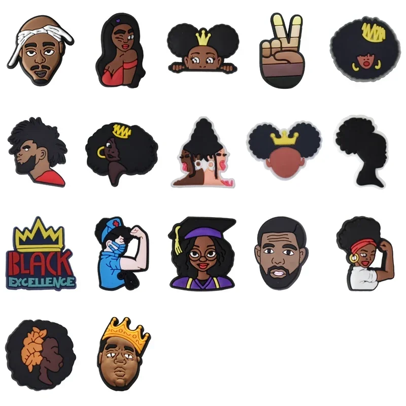 Shoe Charms for Crocs Accessories Afro Head Shoes Charm for Croc Decorations Pins Men Accessory Jeans Woman Clogs Clips Badges
Shoe Charms for Crocs Accessories Afro Head Shoes Charm for Croc Decorations Pins Men Accessory Jeans Woman Clogs Clips Badges