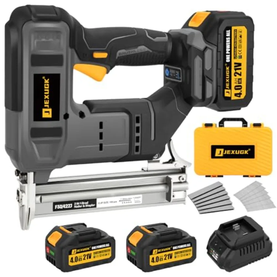 Nail Gun Brad Nailer Cordless with 2 x 4.0Ah Battery 2-in-1 18 Gauge Electric Pistola De Clavos De Bateria with 1200pcs Nails P
Nail Gun Brad Nailer Cordless with 2 x 4.0Ah Battery 2-in-1 18 Gauge Electric Pistola De Clavos De Bateria with 1200pcs Nails P
