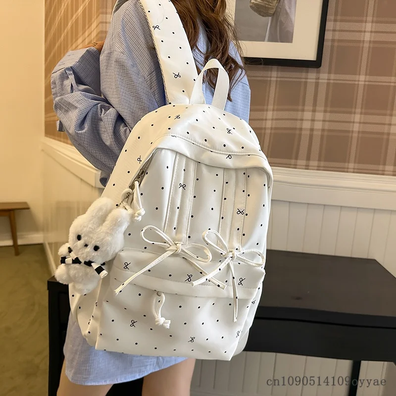 Female College Student Design Girly Cute Polka Dot Backpack Bow Sweet Student Backpack Girls large capacity Commuting Laptop Bag
Female College Student Design Girly Cute Polka Dot Backpack Bow Sweet Student Backpack Girls large capacity Commuting Laptop Bag
