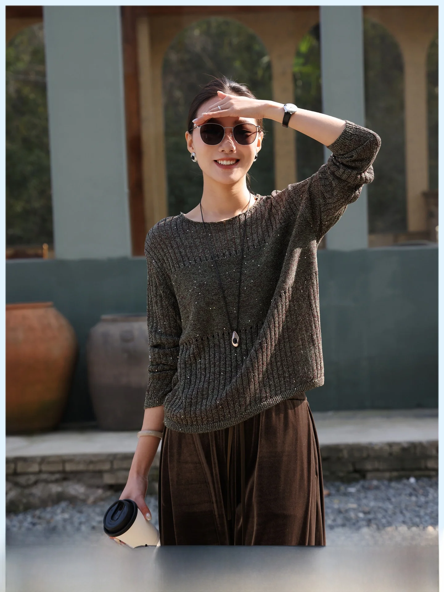 Loose Fit round Neck Knitted T-Shirt Women's Summer Spring Light Weight Breathable Hollow out Design Silk Linen Blend Top
Loose Fit round Neck Knitted T-Shirt Women's Summer Spring Light Weight Breathable Hollow out Design Silk Linen Blend Top