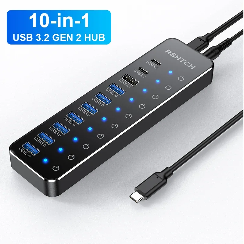 USB C Hub 10Gbps Laptop USB Hub Individual Switches 10-IN-1 Aluminum Multiport Adapter Macbook Accessories
USB C Hub 10Gbps Laptop USB Hub Individual Switches 10-IN-1 Aluminum Multiport Adapter Macbook Accessories