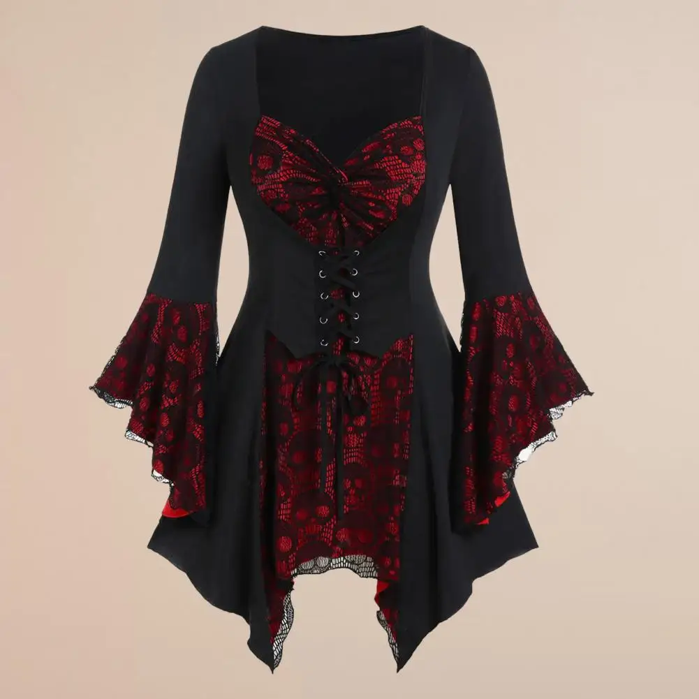 Holiday Party Outfit Medieval Vintage Bat Sleeves Halloween Cosplay Dress with Irregular Cuff Lace Tie-up Strap Women's
Holiday Party Outfit Medieval Vintage Bat Sleeves Halloween Cosplay Dress with Irregular Cuff Lace Tie-up Strap Women's