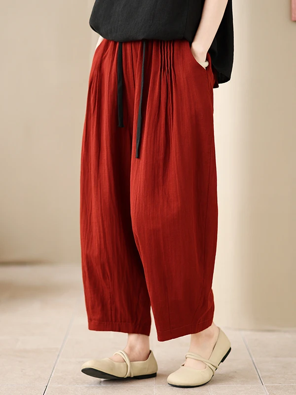 Summer 2026 Loose Elastic Waist Seven-Foot Pants Double Front Back Pockets Pure Color Casual Long Trousers Women's Harlan Pants
Summer 2026 Loose Elastic Waist Seven-Foot Pants Double Front Back Pockets Pure Color Casual Long Trousers Women's Harlan Pants