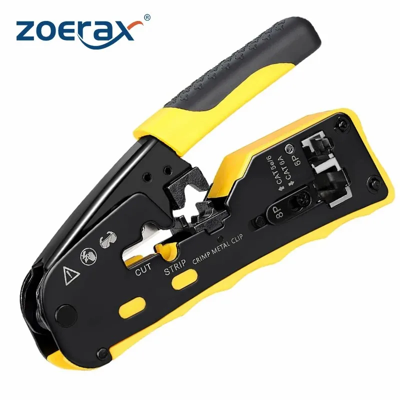 ZoeRax RJ45 Crimp Tool Pass Through Industrial Grade Ethernet Crimper All-in-one Ratcheting Modular Data Cable Crimper
ZoeRax RJ45 Crimp Tool Pass Through Industrial Grade Ethernet Crimper All-in-one Ratcheting Modular Data Cable Crimper