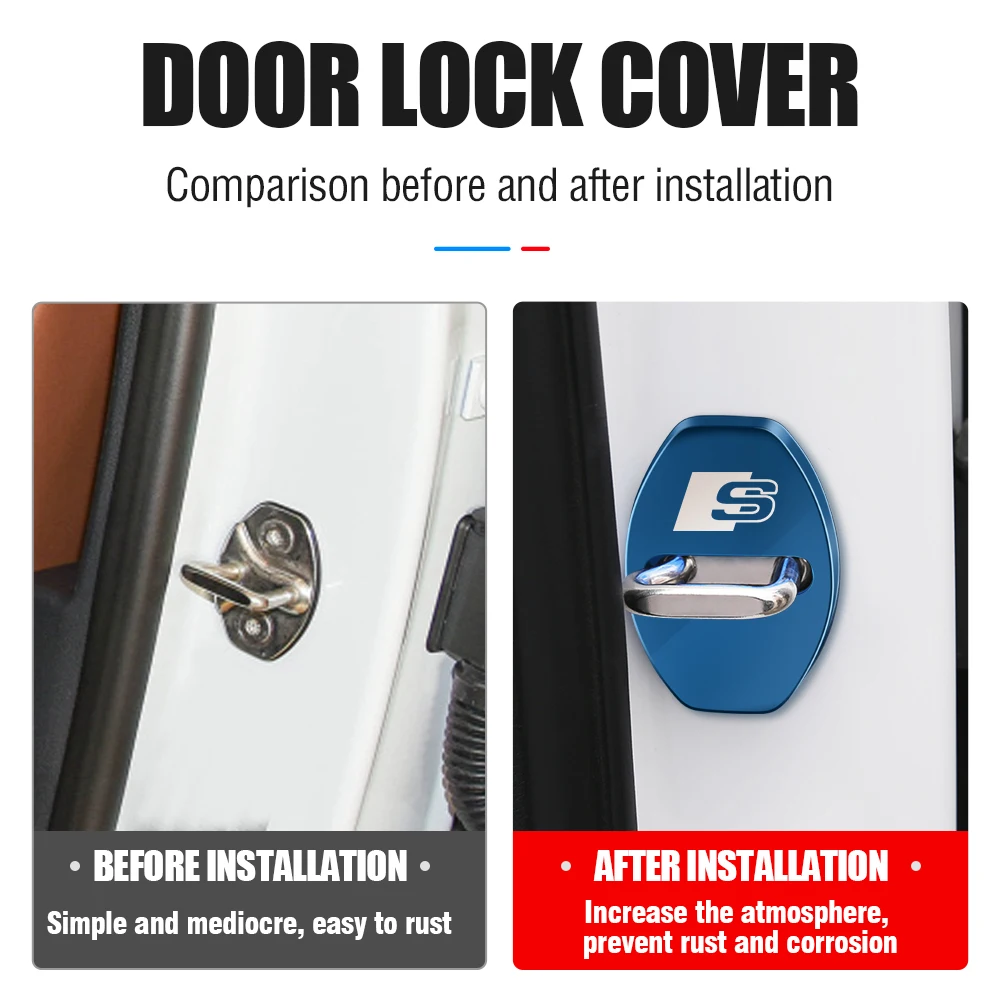 4Pcs Car Door Lock Cover Protector Sticker For Audi S A4 B5 B6 B7 B8 B9 A3 8P 8V 8L A5 A6 C6 C5 C7 4F A1 A7 A8 Q2 Q3 Q5 Q7 TT A3
4Pcs Car Door Lock Cover Protector Sticker For Audi S A4 B5 B6 B7 B8 B9 A3 8P 8V 8L A5 A6 C6 C5 C7 4F A1 A7 A8 Q2 Q3 Q5 Q7 TT A3