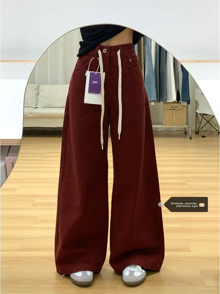 High Waist Wide Leg Jeans Women's Loose Straight Cut Ankle-Length Pants plus Size Red Color Summer Slimming Design Japanese S...
High Waist Wide Leg Jeans Women's Loose Straight Cut Ankle-Length Pants plus Size Red Color Summer Slimming Design Japanese S...