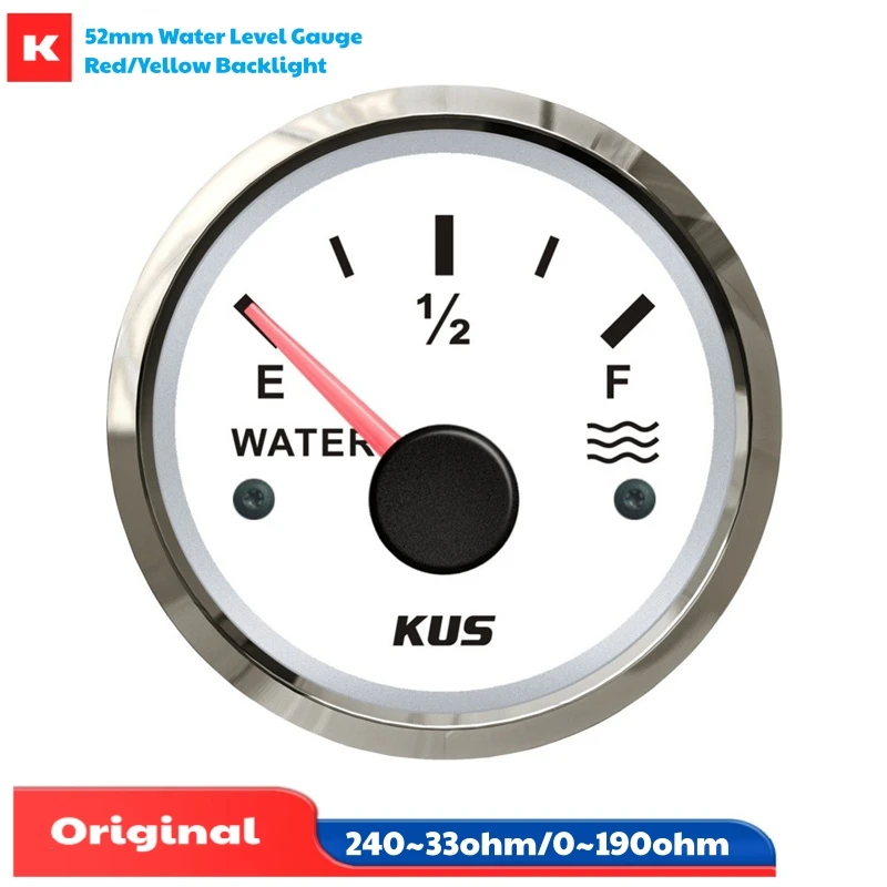 KUS 52mm 240-33ohm Water Level Gauges 0-190ohm European Standard Water Level Meters with Yellow / Red Backlight for Car Boat
KUS 52mm 240-33ohm Water Level Gauges 0-190ohm European Standard Water Level Meters with Yellow / Red Backlight for Car Boat