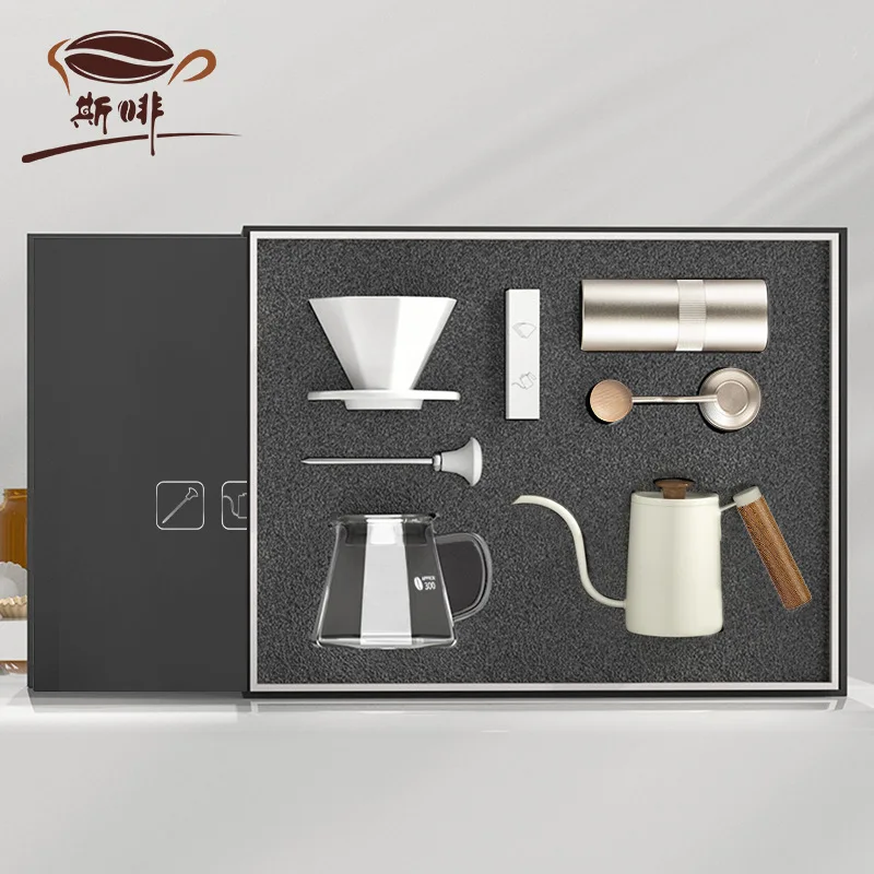 LMM hand crank bean grinder set, hand brew coffee pot gift box, hand grind coffee machine
LMM hand crank bean grinder set, hand brew coffee pot gift box, hand grind coffee machine