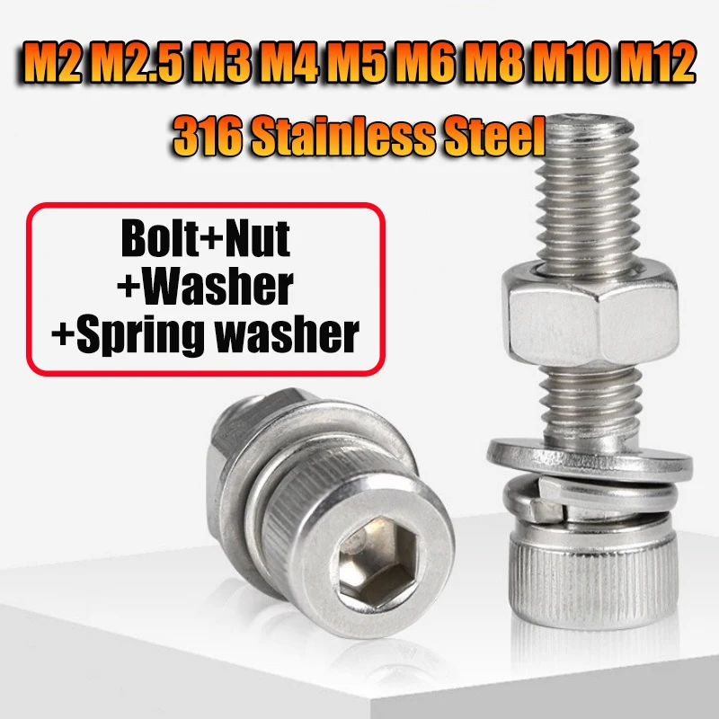 Hex Socket Head Cap Screw Nuts with Washers Sets M2 M2.5 M3 M4 M5 M6 M8 M10 M12 Stainless Steel Allen Head Bolts and Nuts Kits
Hex Socket Head Cap Screw Nuts with Washers Sets M2 M2.5 M3 M4 M5 M6 M8 M10 M12 Stainless Steel Allen Head Bolts and Nuts Kits