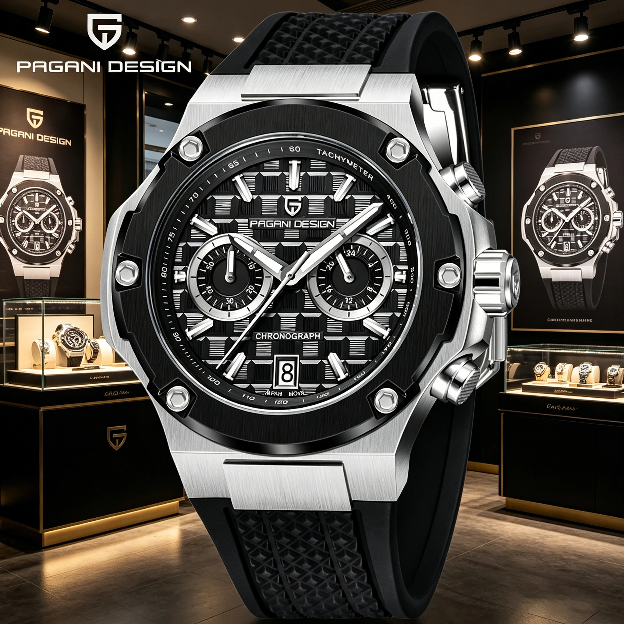 PAGANI DESIGN Newest Quartz Watches VK64 AR Sapphire Glass 200m Waterproof 44MM Chronograph Rubber Watches for Men
PAGANI DESIGN Newest Quartz Watches VK64 AR Sapphire Glass 200m Waterproof 44MM Chronograph Rubber Watches for Men