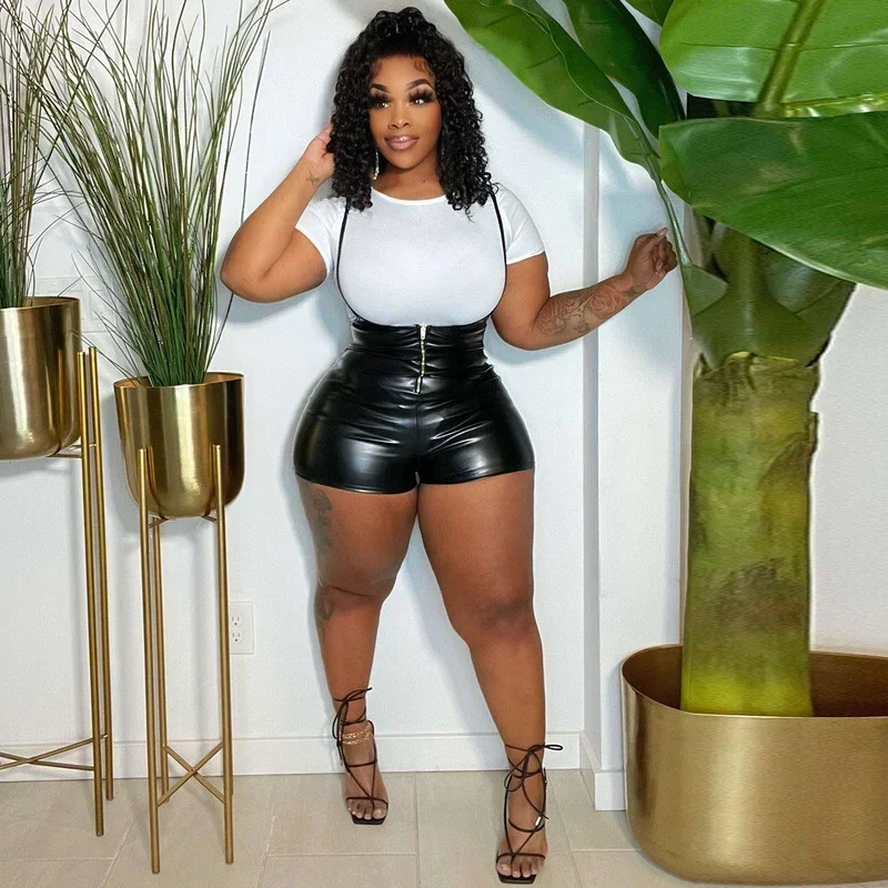 GUWU Sport Active Women Two 2 Piece Set Outfits Fashion Summer T-shirt and Faux Leather PU Romper Shorts Tracksuit Sweatsuit
GUWU Sport Active Women Two 2 Piece Set Outfits Fashion Summer T-shirt and Faux Leather PU Romper Shorts Tracksuit Sweatsuit