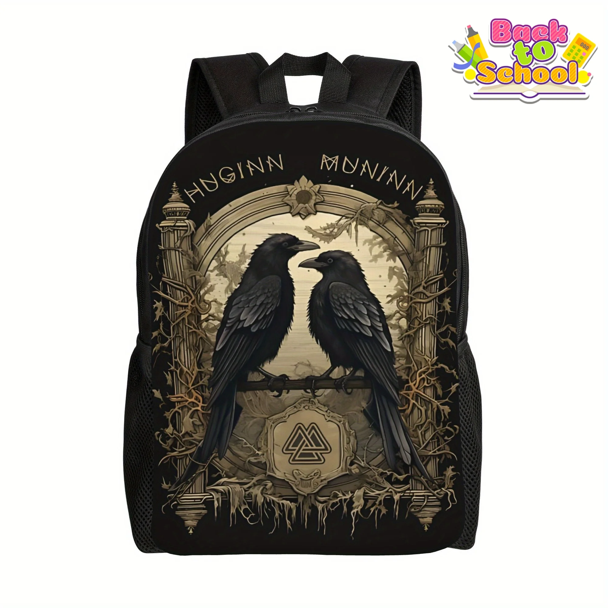 Stylish Nordic Bird Backpack for Daily Comfort - Black with gold trim, durable fabric, multiple compartments for school, work
Stylish Nordic Bird Backpack for Daily Comfort - Black with gold trim, durable fabric, multiple compartments for school, work