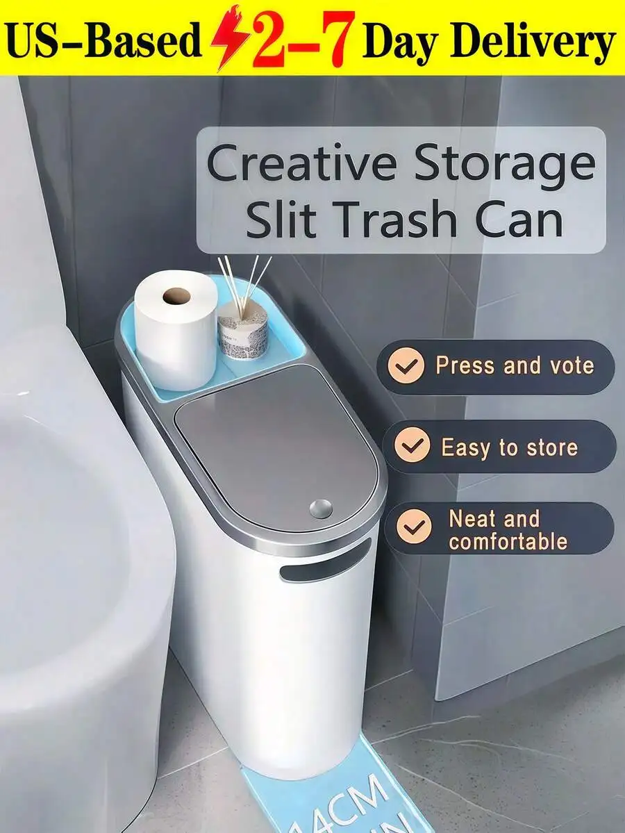 Slim Press Top Trash Can 10L White Rectangular Bathroom Waste Bin With Storage Lid
Slim Press Top Trash Can 10L White Rectangular Bathroom Waste Bin With Storage Lid
