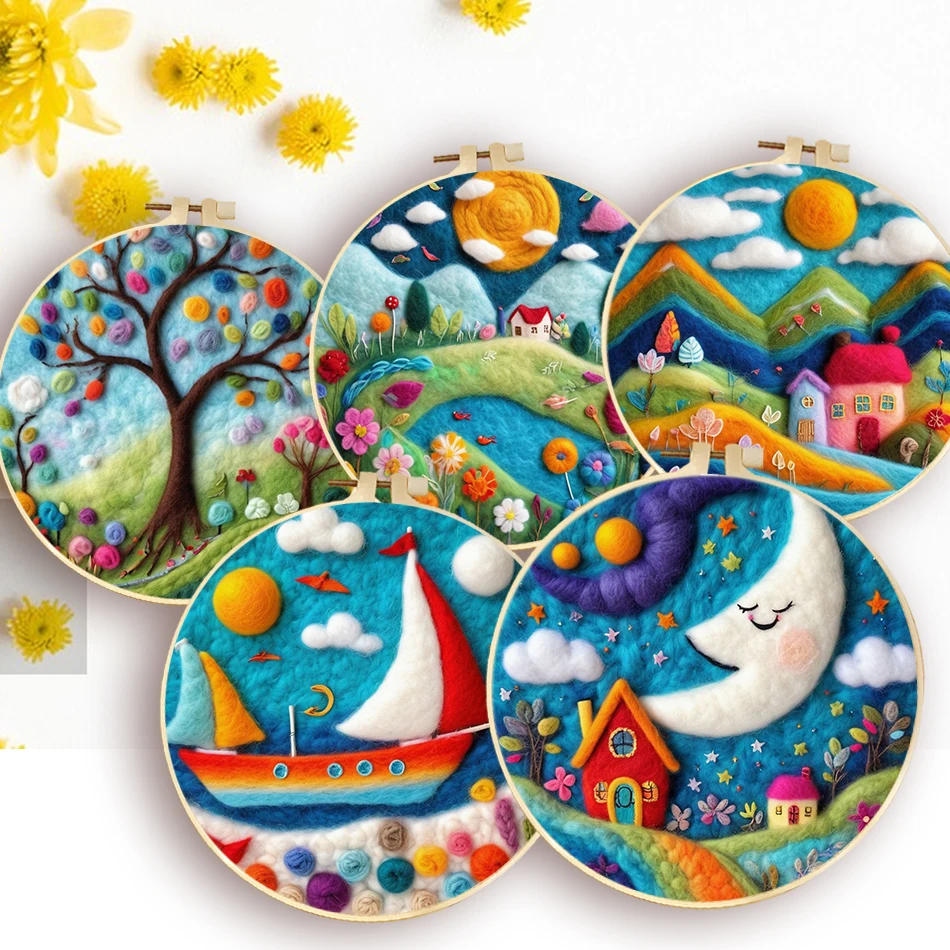 DIY Wool Needle Felt Landscape DIY Wool Embroidery Kit Handmade Painting Picture Kit 20x20cm Frame Handicrafts For Mom Gift
DIY Wool Needle Felt Landscape DIY Wool Embroidery Kit Handmade Painting Picture Kit 20x20cm Frame Handicrafts For Mom Gift
