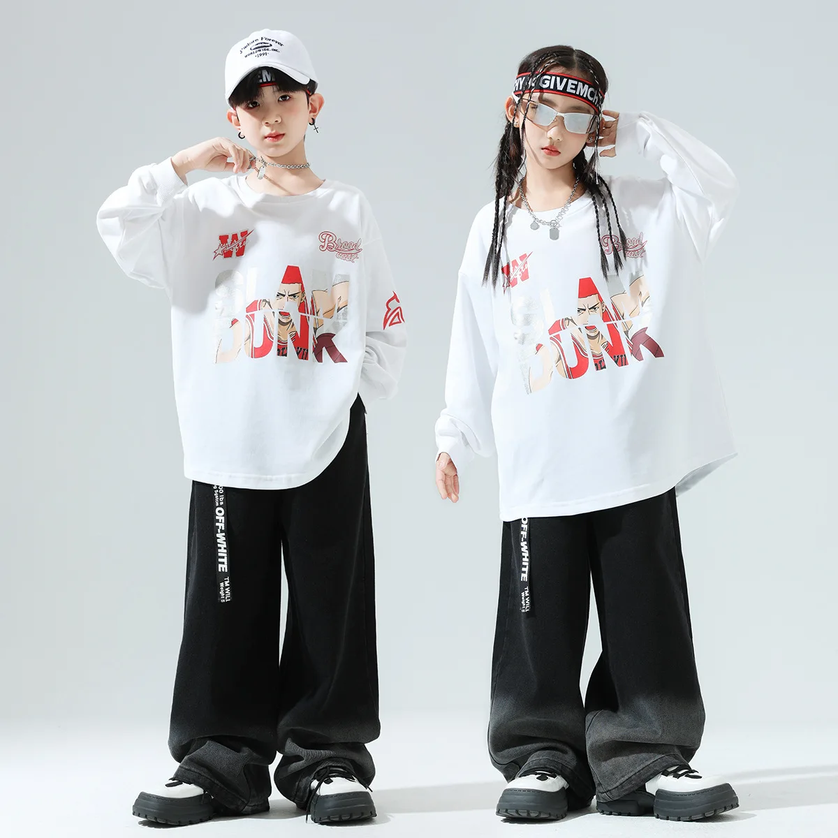 Kid Kpop Hip Hop Clothing White Letters Sweatshirt Black Gray Casual Jeans Baggy Pants for Girls Boys Dance Wear Costume Clothes
Kid Kpop Hip Hop Clothing White Letters Sweatshirt Black Gray Casual Jeans Baggy Pants for Girls Boys Dance Wear Costume Clothes