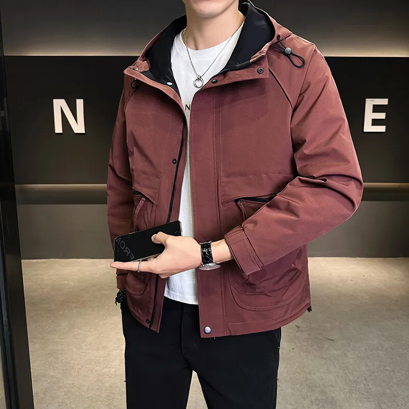 Повседневная рабочая куртка с капюшоном для мужчин, весна-осень, свободный крой, молодежная, из полиэфирного волокна, с длинными рукавами, на молнии
Повседневная рабочая куртка с капюшоном для мужчин, весна-осень, свободный крой, молодежная, из полиэфирного волокна, с длинными рукавами, на молнии