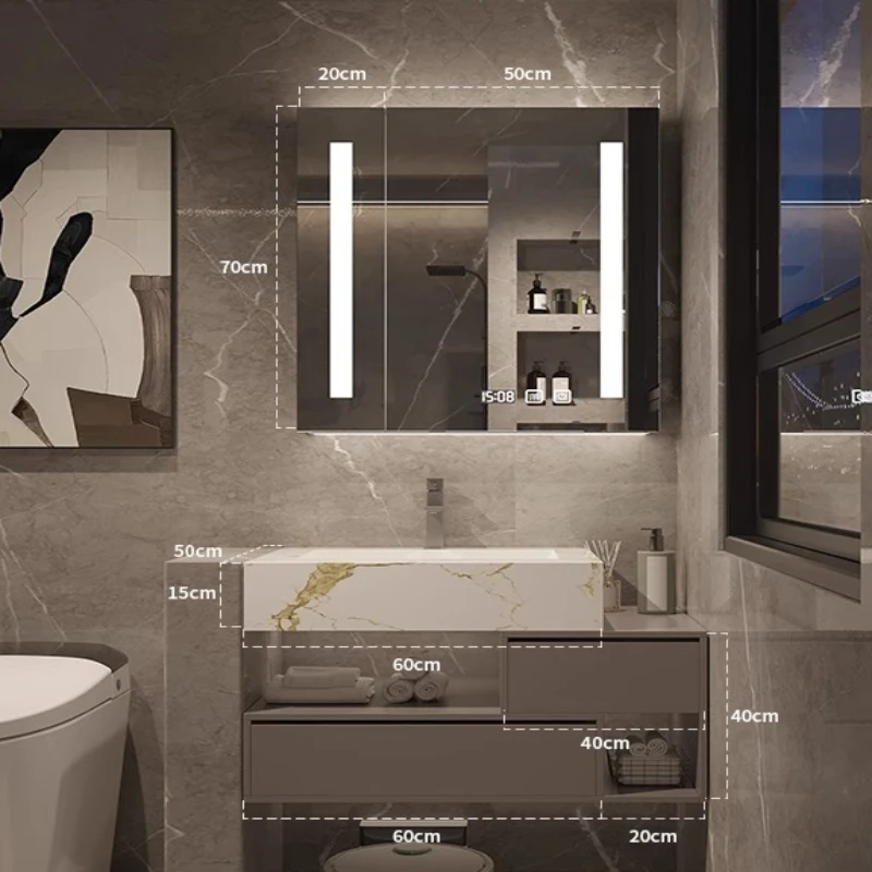 Double-layer master bedroom bathroom cabinet hotel wind rock slab ceramic seamless integrated wash basin cabinet
Double-layer master bedroom bathroom cabinet hotel wind rock slab ceramic seamless integrated wash basin cabinet
