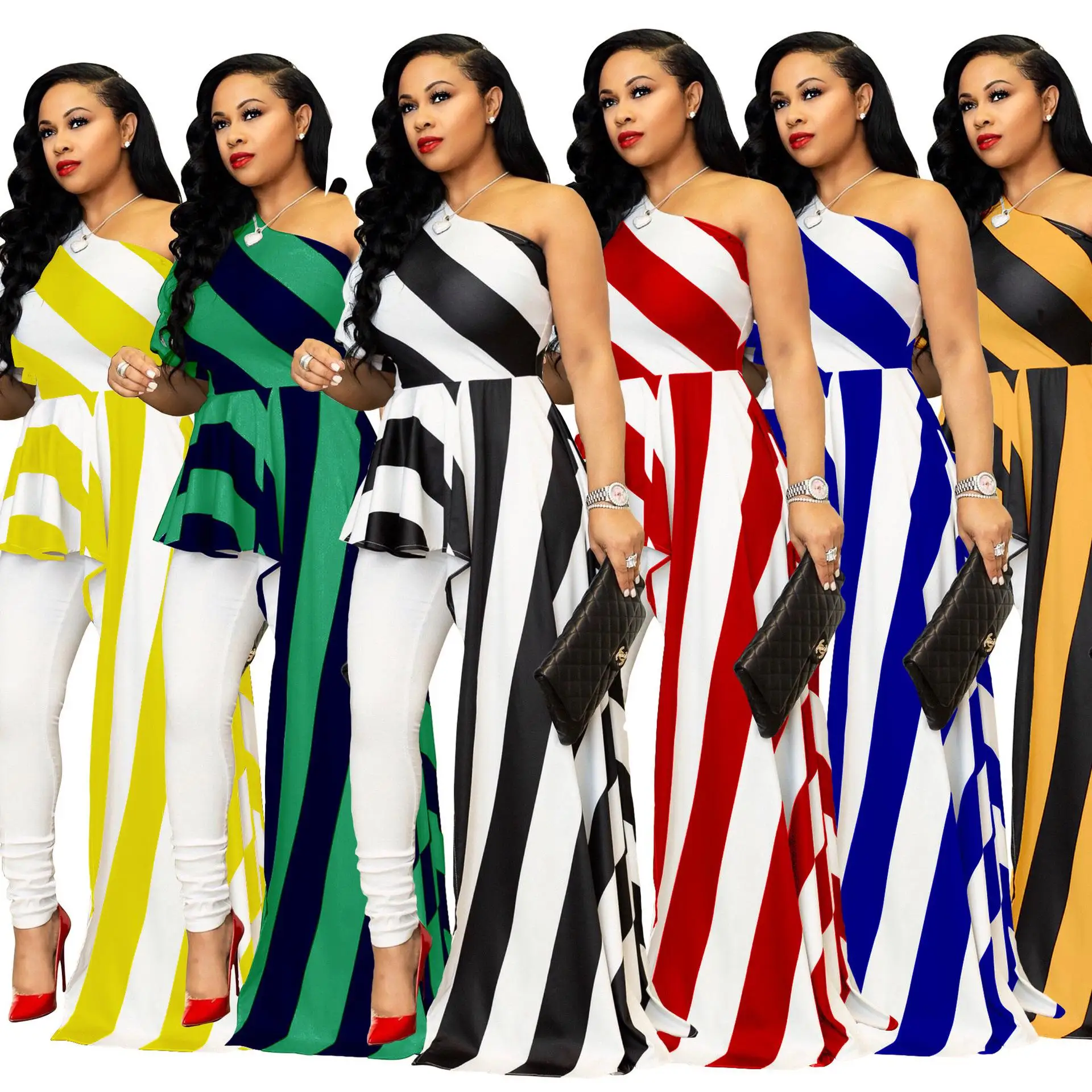 Women's Slanted Shoulder Striped Shirt Dress Long Skirt Fashion Set Three Pieces Winter Outfit No Brand Registered Trademark
Women's Slanted Shoulder Striped Shirt Dress Long Skirt Fashion Set Three Pieces Winter Outfit No Brand Registered Trademark